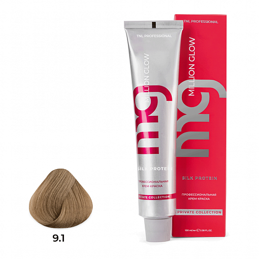 TNL, Million glow Silk protein - крем-краска для волос (9.1 очень светлый блонд пепельный), 100 мл