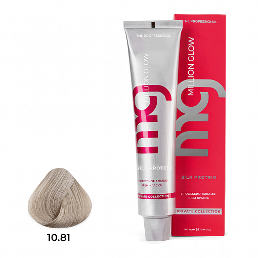 TNL, Million glow Silk protein - крем-краска для волос (10.081 платин.блонд пастел. ледяной), 100 мл
