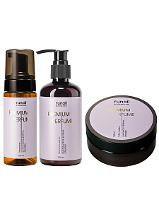 Runail, набор №123 парфюмированная мульти-пенка, крем-финиш и суфле-парафин для рук и тела