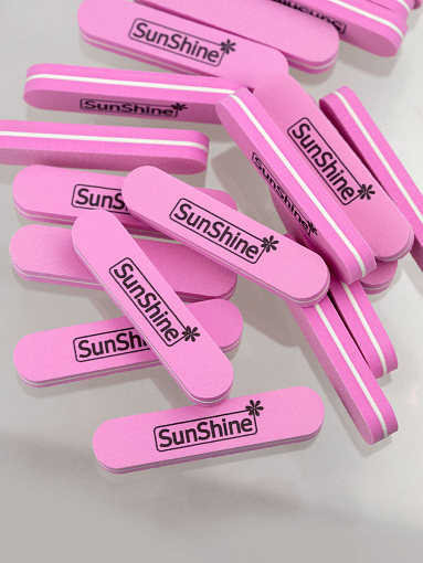 SunShine, пилка для шлифовки мини розовая S14PK-M (100/180), 20 шт