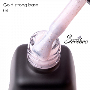 Serebro, Gold strong base - камуфлирующая база с золотыми блестками №04, 11 мл