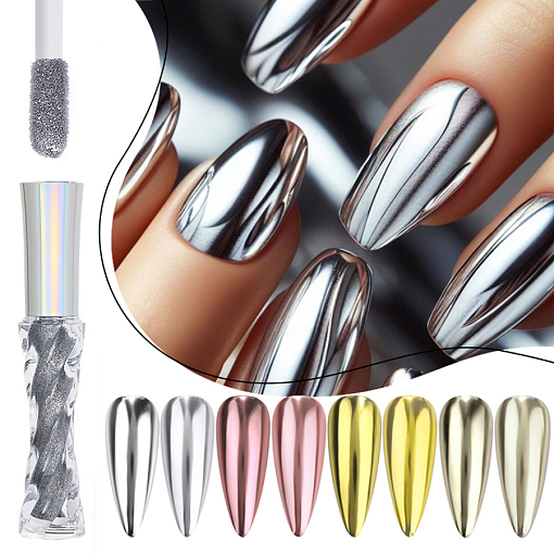 Mirror Effect Nail Powder - жидкий пигмент с эффектом металла №02, 3 гр