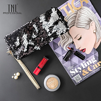 TNL, косметичка с пайетками "Русалка" прямоугольная (серебряный/черный)