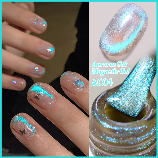 Born Pretty, Auroras Cat Magnetic Gel - светоотражающий гель-лак "кошачий глаз" AC-04 , 10 мл