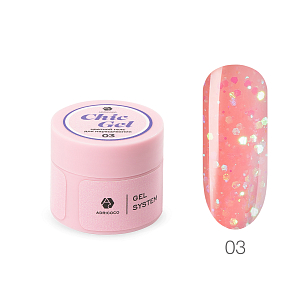 Adricoco, Chic Gel - гель для наращивания камуфлирующий с глиттером №03, 15 мл