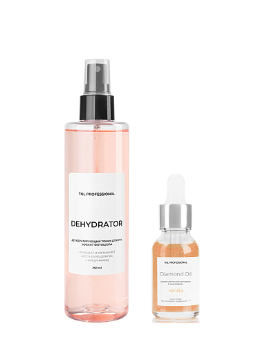 TNL, набор №1 дегидратирующий тоник для рук и сухое масло для кутикулы с шиммером
