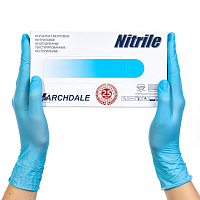 Archdale, перчатки для маникюриста нитриловые Nitrimax 132НM (неопуд., голубые, M), 50 пар