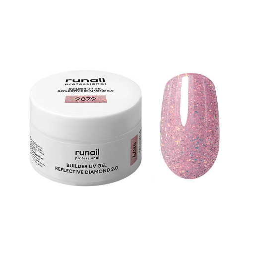 RuNail, BUILDER UV GEL REFLECTIVE DIAMOND 2.0 - моделирующий УФ-гель светоотражающий №9879, 15 гр