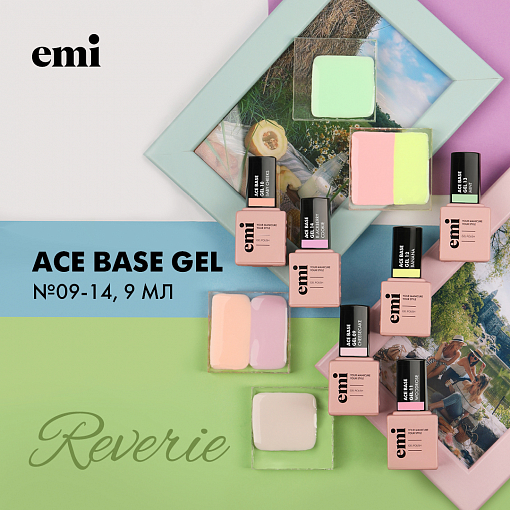 EMI, E.MiLac Ace Base Gel - базовое цветное покрытие №13 (Mint), 9 мл
