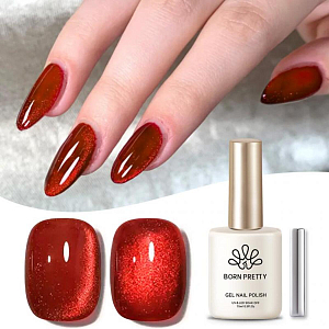 Born Pretty, Red Cat eye gel - набор гель-лак "кошачий глаз" и магнит для гель-лака, 15 мл