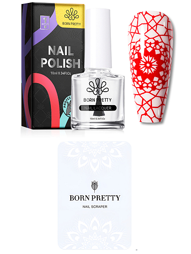 Born Pretty, набор №63 скрапер (7.5*5 см), топ для фиксации рисунка стемпингом