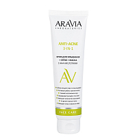 Aravia Laboratories, Anti-Acne 3-in-1 - крем для умывания + скраб + маска с AHA-кислотами, 100 мл