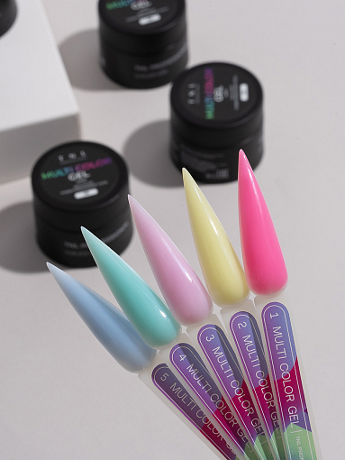 TNL, набор №62 жесткий гель для наращивания и укрепления Multi Color Gel (5 оттенков по 15 мл)