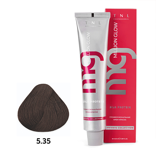 TNL, Million glow Silk protein - крем-краска для волос (5.35 Светлый коричневый каштановый), 60 мл