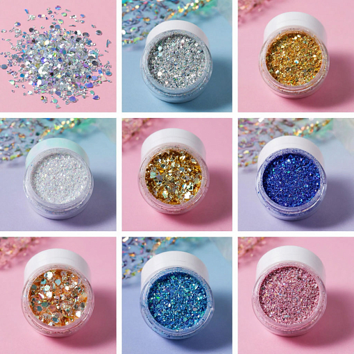 Случайный декор в баночке для маникюра (пигменты, стразы, блестки и др), 1 шт Случайный декор в баночке для маникюра (пигменты, стразы, блестки и др), 1 шт