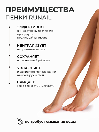 Runail, очищающая мульти-пенка для маникюра и педикюра (вишня, миндаль, сандал), 150 мл
