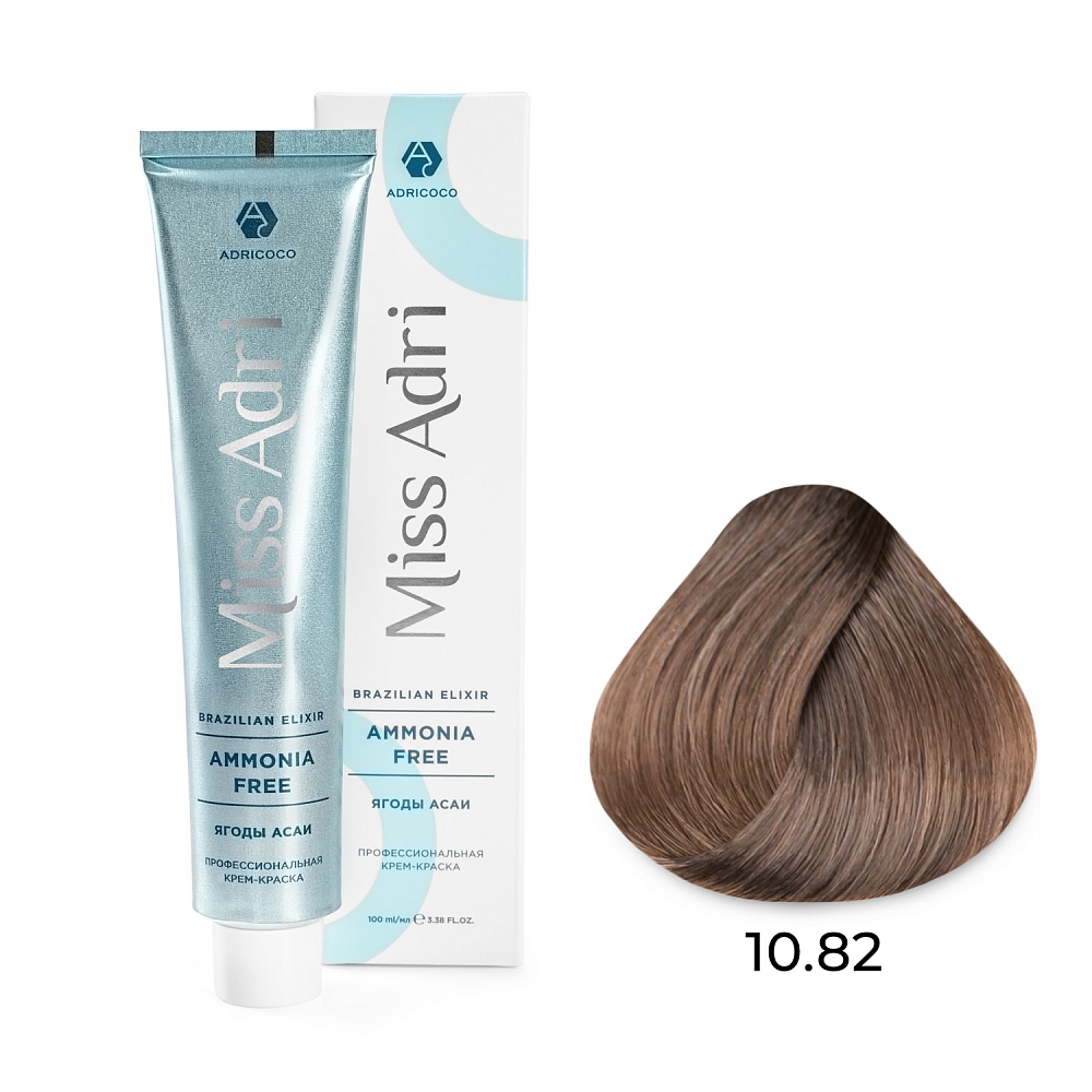 Adricoco, Miss Adri Brazilian Elixir Ammonia free - крем-краска для волос (оттенок 10.82), 100 мл