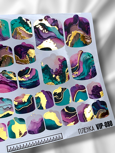 Anna Tkacheva, наклейки пленки для педикюра с фольгой VIP-080