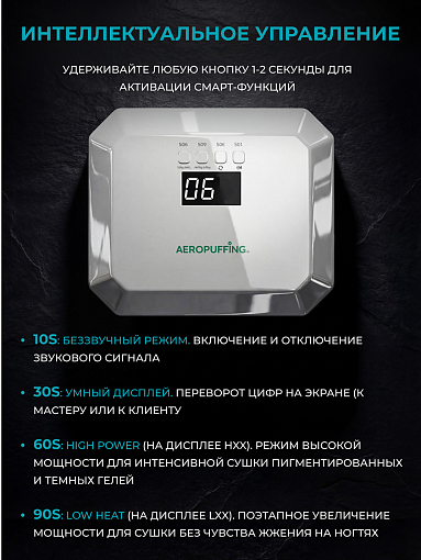 Aeropuffing, лампа LED/UV для маникюра и педикюра профессиональная V5Plus, 54Вт (Перламутровый)
