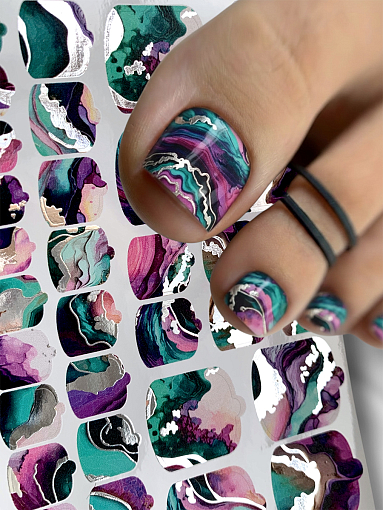 Anna Tkacheva, наклейки пленки для педикюра с фольгой VIP-081
