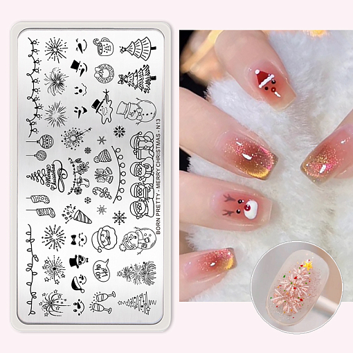 Born Pretty, пластина для стемпинга 12*6 см (MERRY CHRISTMAS-N13)