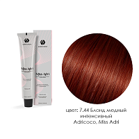 Adricoco, Miss Adri - крем-краска для волос (7.44 Блонд медный интенсивный), 100 мл