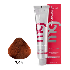 TNL, Million glow Silk protein - крем-краска для волос (7.44 Блонд интенсивный медный), 60 мл