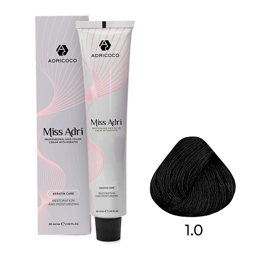 Adricoco, Miss Adri - крем-краска для волос (1.0 Черный), 60 мл Adricoco, Miss Adri - крем-краска для волос (1.0 Черный), 60 мл