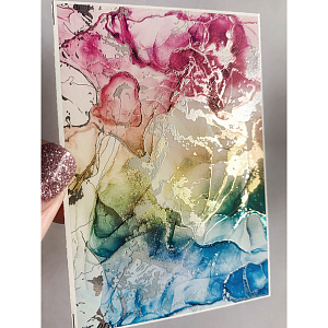 Anna Tkacheva, слайдер-дизайн фольгированная акварель (серебро) Alcohol ink NF-013