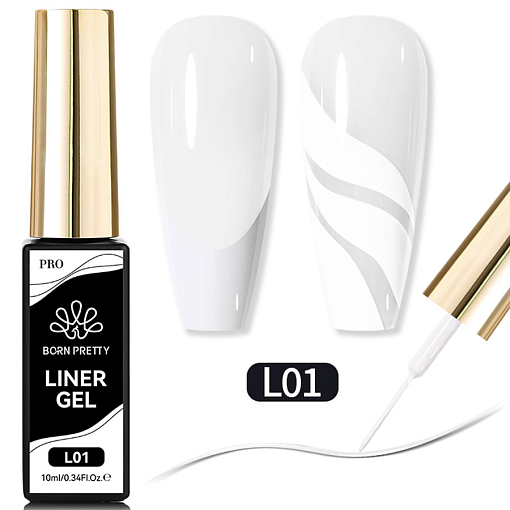 Born Pretty, Pure Color Liner Gel - гель-лак с тонкой кистью для дизайна ногтей L01, 10 мл