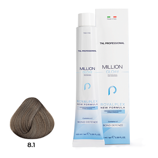TNL, Million Gloss - крем-краска для волос (8.1 Светлый блонд пепельный), 100 мл TNL, Million Gloss - крем-краска для волос (8.1 Светлый блонд пепельный), 100 мл