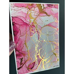 Anna Tkacheva, слайдер-дизайн фольгированная акварель (золото) Alcohol ink NF-006