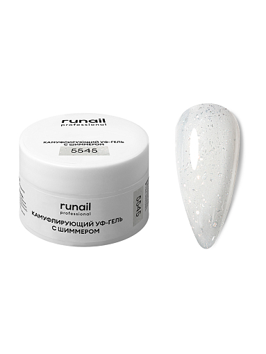 RuNail, камуфлирующий УФ-гель с шиммером №5545 (Сахарная вата), 15 гр