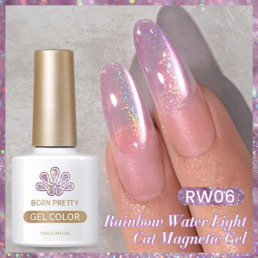 Born Pretty, Rainbow Water Light Cat Magnetic Gel - гель-лак "кошачий глаз" RW-06, 10 мл