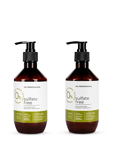 TNL, Sulfate Free - набор №218 бессульфатный шампунь и бальзам с кератином (400 мл+ 400 мл)