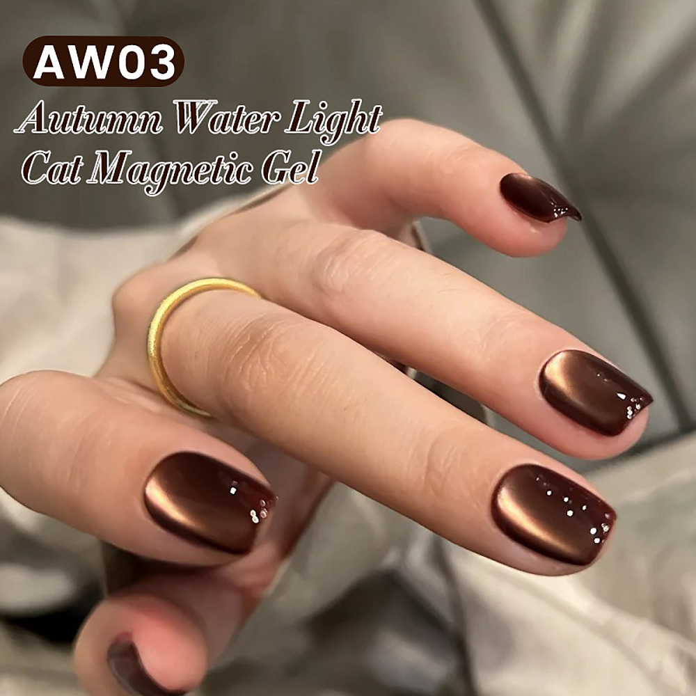 Дизайн ногтей. Товар: Born Pretty, Autumn Water Light Cat Magnetic Gel - магнитный гель-лак "кошачий глаз" AW03, 10 мл