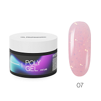TNL, Poly Gel - жидкий полигель с жемчужной поталью и шиммером №07 (розовый), 30 мл