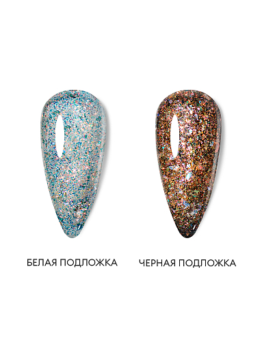RuNail, моделирующий УФ-гель с эффектом битого стекла BUILDER UV GEL Калейдоскоп №10081, 15 гр