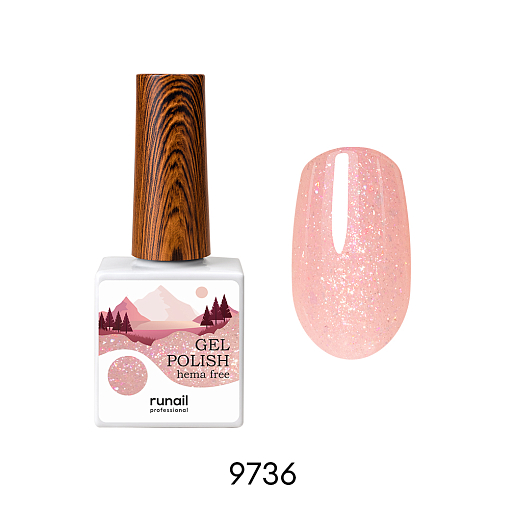 RuNail, Hema free Yuki - гипоаллергенный гель-лак с голографическими хлопьями юки №9736, 10 мл