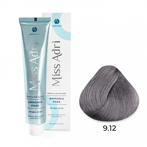 Adricoco, Miss Adri Brazilian Elixir Ammonia free - крем-краска для волос (оттенок 9.12), 100 мл
