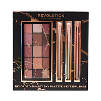 Makeup Revolution, набор для макияжа глаз: палетка теней для век и три кисти "RELOADED PALETTE AND B
