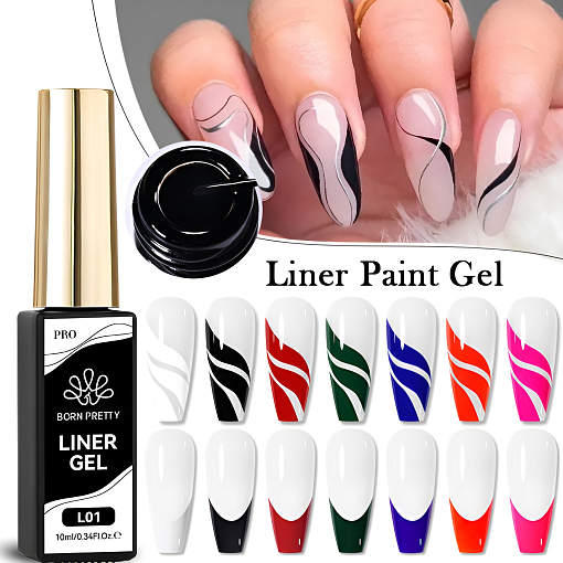 Born Pretty, Pure Color Liner Gel - гель-лак с тонкой кистью для дизайна ногтей L03, 10 мл