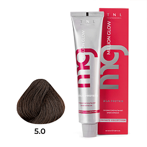 TNL, Million glow Silk protein - крем-краска для волос (5.0 Светлый коричневый), 60 мл