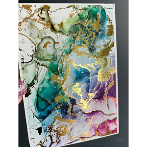 Anna Tkacheva, слайдер-дизайн фольгированная акварель (золото) Alcohol ink NF-014