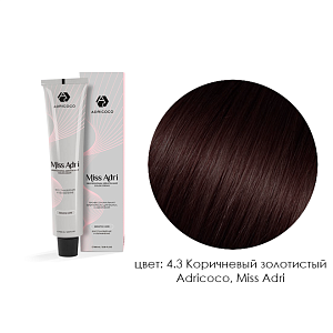 Adricoco, Miss Adri - крем-краска для волос (4.3 Коричневый золотистый ), 100 мл