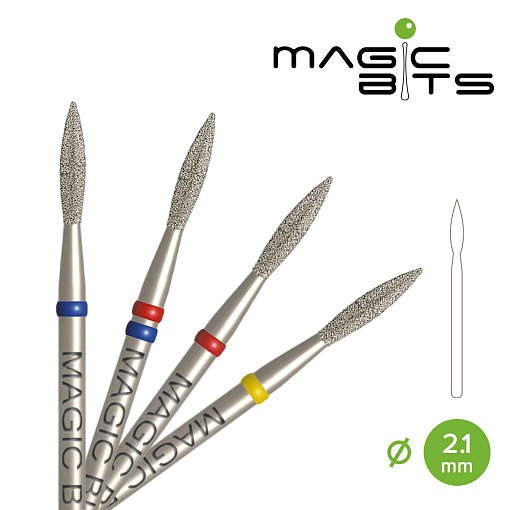 Magic Bits, набор алмазная фреза пламя (2.1 мм, средне-мягкая), 2 шт
