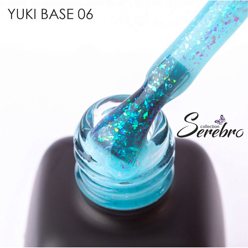Serebro, Yuki base - цветная база с мерцающими хлопьями Юкки №06, 11 мл