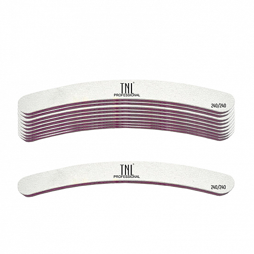 TNL, набор пилок для ногтей бумеранг 240/240 улучшенное качество (белые), 10 шт