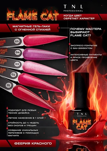 TNL, набор №238 гель-лак "корейская кошка" Flame Cat (5 оттенков по 6 мл)