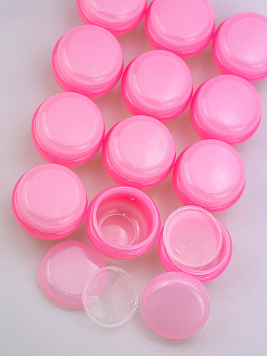 Набор баночек для косметики с крышкой розовые (12 шт по 30 мл)
